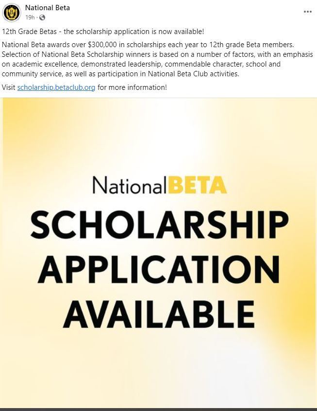 National BETA Scholarship Application Available